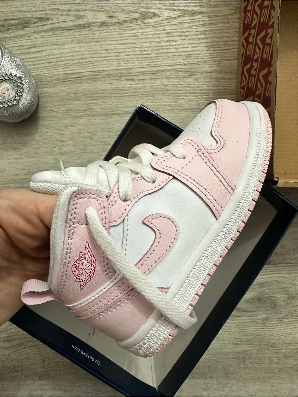 Nike Kids White and Light Pink Air Jordan 1 Mid Sneakers